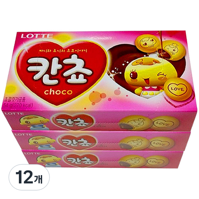 롯데제과 칸쵸 초코맛, 54g, 12개 대표 이미지 - 배고플때 추천