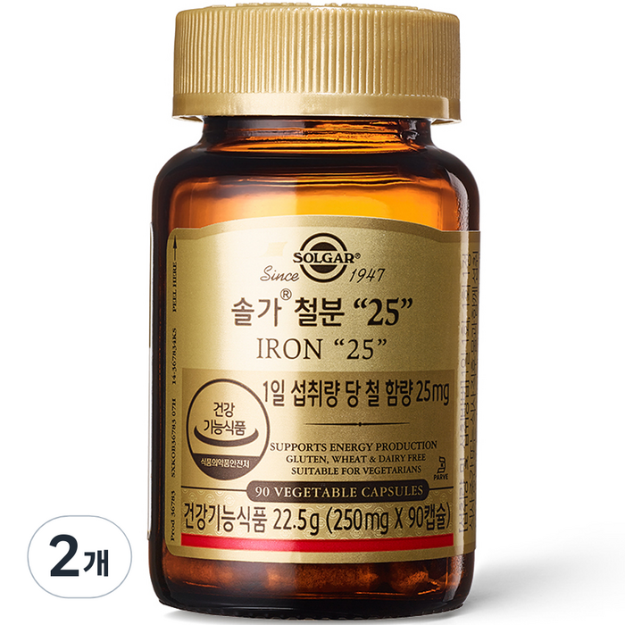 솔가 철분 25, 90정, 2개 대표 이미지 - 빈혈 추천