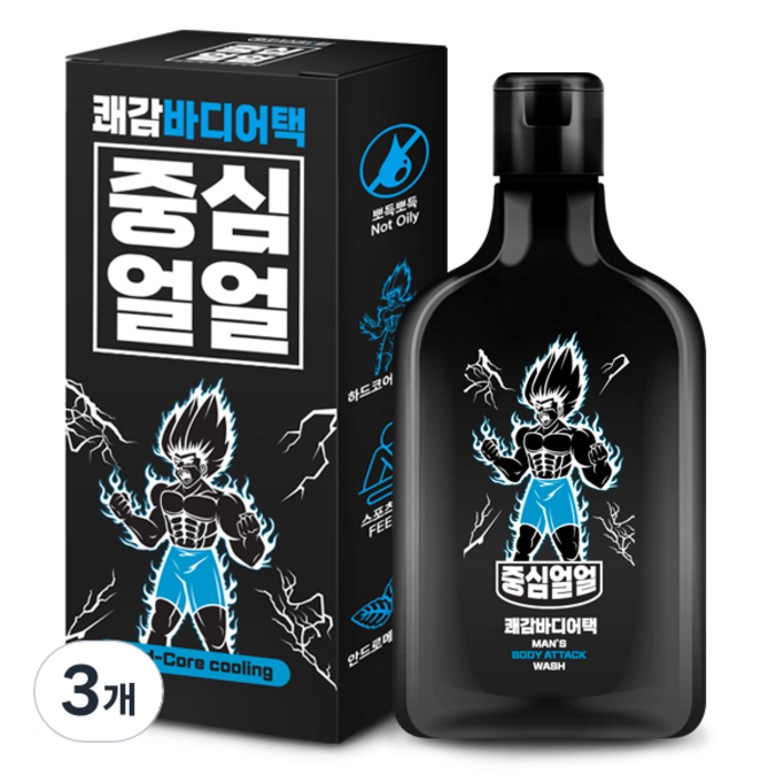 중심얼얼 쾌감바디어택 바디워시, 3개, 200ml 대표 이미지 - 노네랄 바디워시 추천