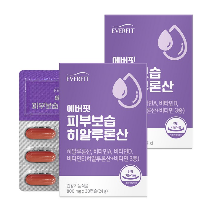 내츄럴플러스 에버핏 피부보습 히알루론산 24g, 30정, 2개 대표 이미지 - 피부 영양제 추천