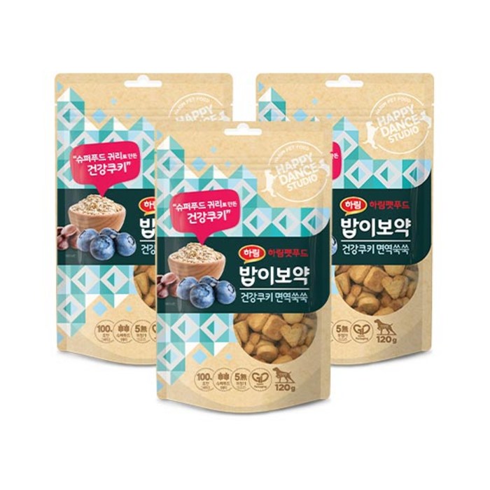 밥이보약 하림펫푸드 밥이보약 강아지 건강쿠키 면역쑥쑥 120g, 귀리, 3개 대표 이미지 - 강아지 쿠키 추천