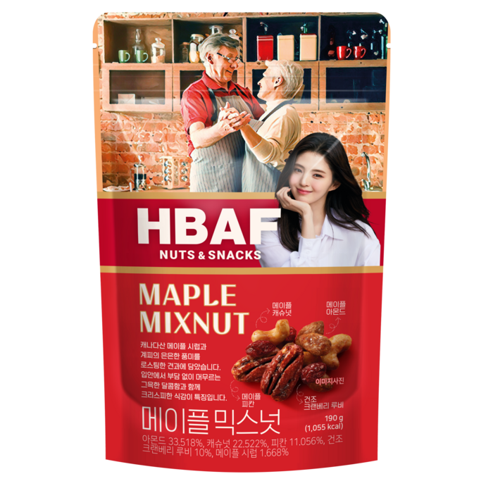 HBAF 넛츠앤스낵스 메이플 믹스넛, 190g, 1개 대표 이미지 - 바프 식단 추천