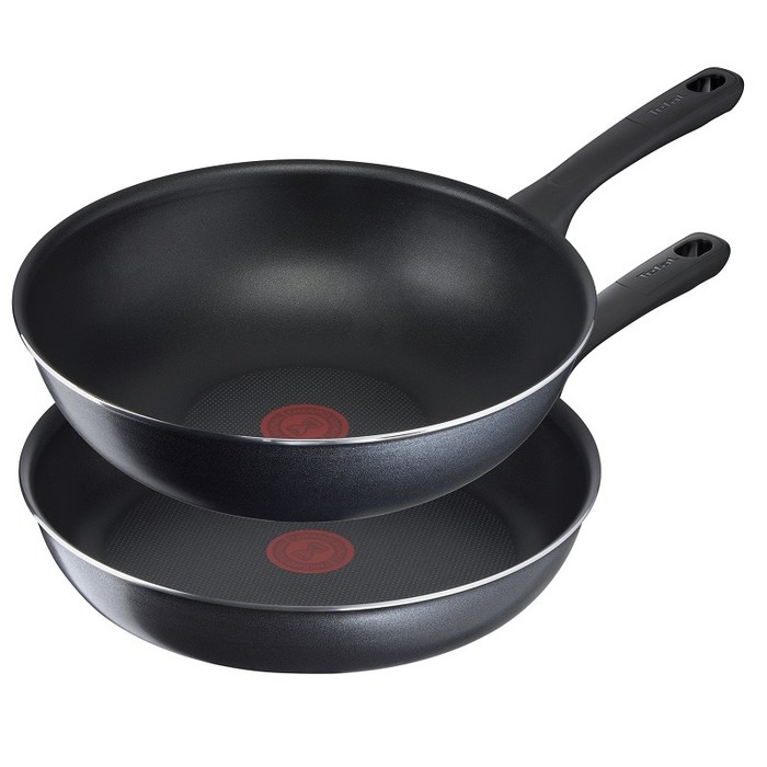 테팔 뉴 컴포트 그립 프라이팬 세트 2개, 프라이팬 28cm + 볶음팬 28cm, 그레이 대표 이미지 - 테팔 후라이팬 추천