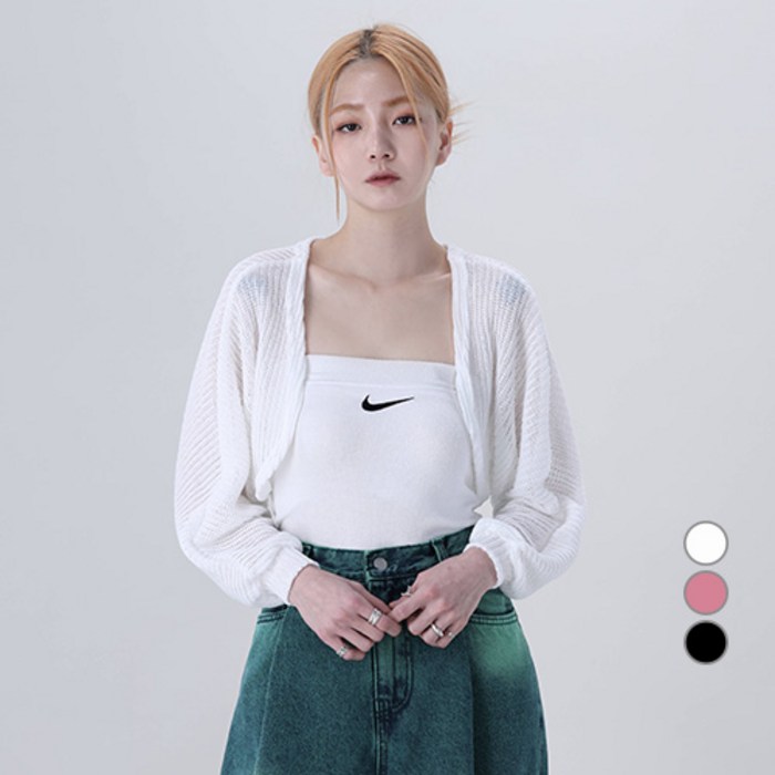 어썸어라운드 여성용 시스루 볼레로 가디건 대표 이미지 - 흰색 가디건 추천