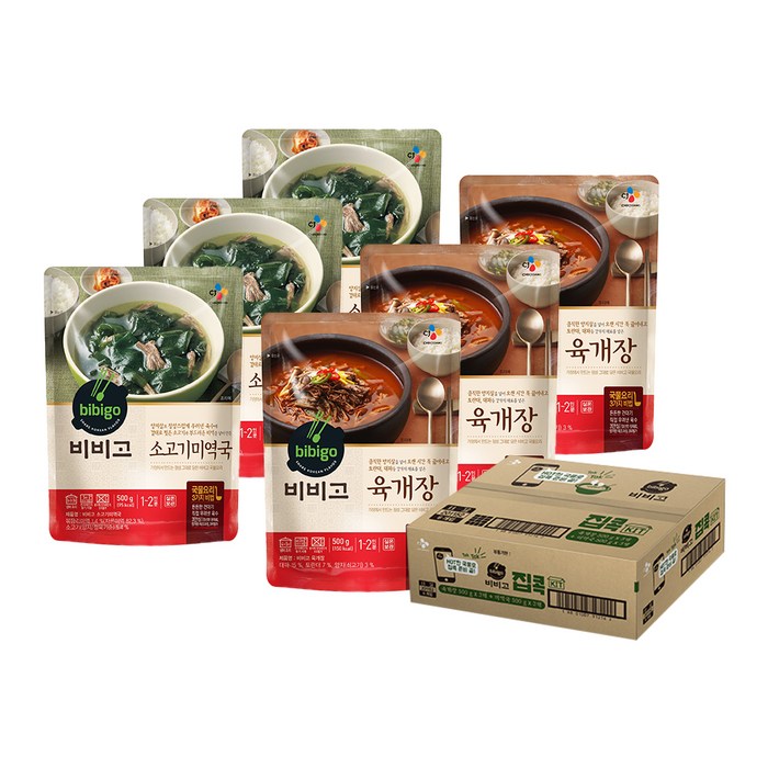 비비고 육개장 500g 3개 + 소고기 미역국 500g 3개, 6개 대표 이미지 - 미역국 추천