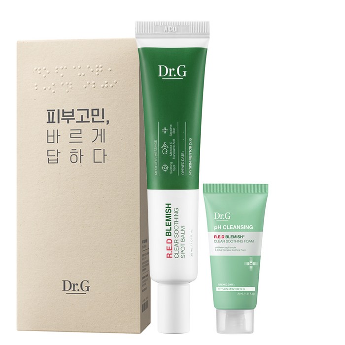 닥터지 레드 블레미쉬 클리어 수딩 스팟 밤 30ml + 수딩 폼 30ml 세트, 1세트 대표 이미지