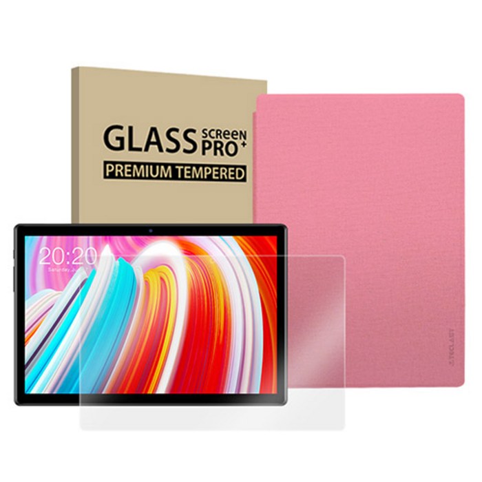태클라스트 M40 태블릿PC + 강화유리 필름 + 전용 스탠드 커버 케이스 세트, 핑크 대표 이미지 - 태클라스트 태블릿 추천