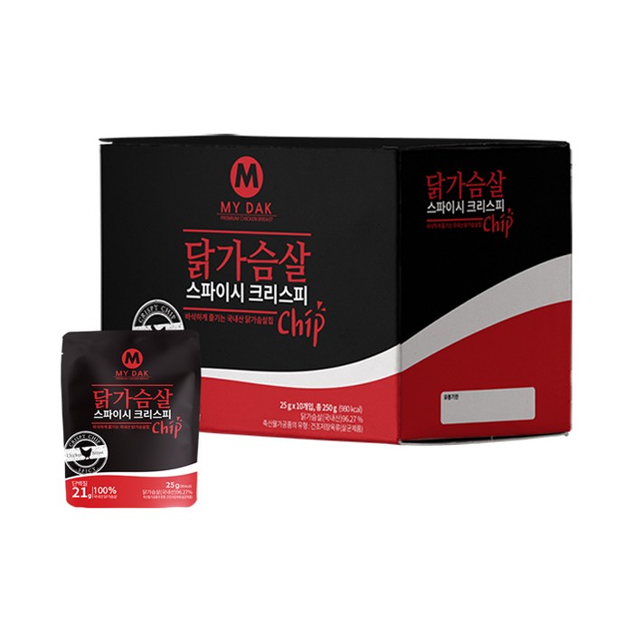 미트리 닭가슴살 크리스피칩 스파이시, 25g, 10개 대표 이미지 - 미트리 닭가슴살 추천