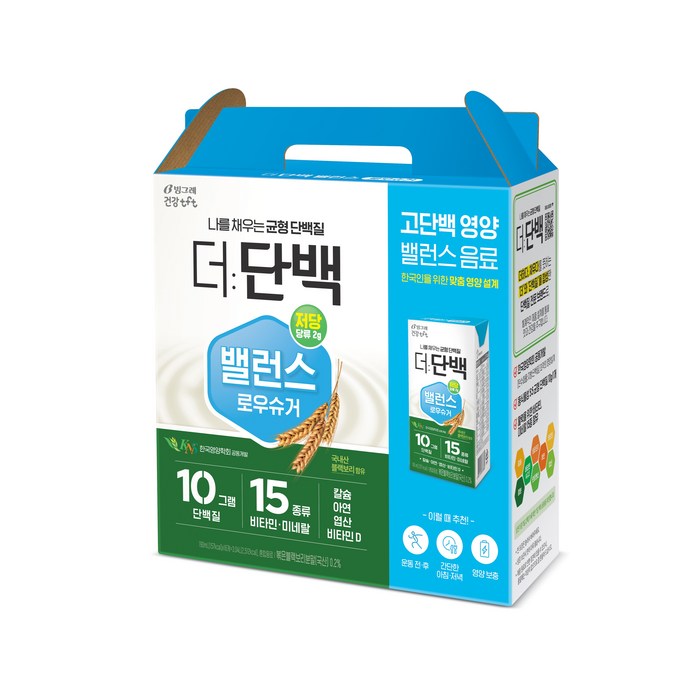 빙그레 더단백 밸런스 로우슈거, 16개, 190ml 대표 이미지 - 더단백 추천