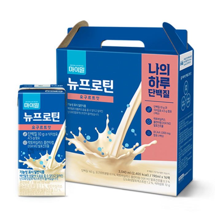 마이밀 마시는 뉴프로틴 요구르트맛 드링크믹스 RTD 16p, 3040ml, 1개 대표 이미지 - 마시는 프로틴 추천