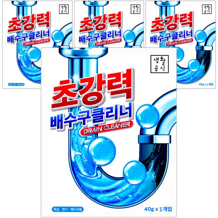 생활공식 초강력 배수구 클리너, 40g, 4개 대표 이미지 - 똥냄새 제거 추천