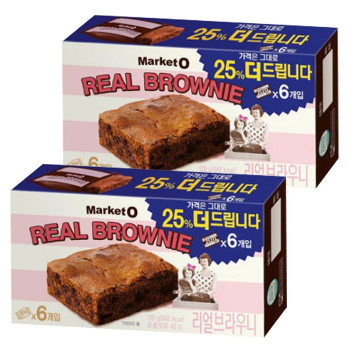 오리온 마켓오 리얼브라우니 6p, 120g, 2개 대표 이미지 - 소풍 추천