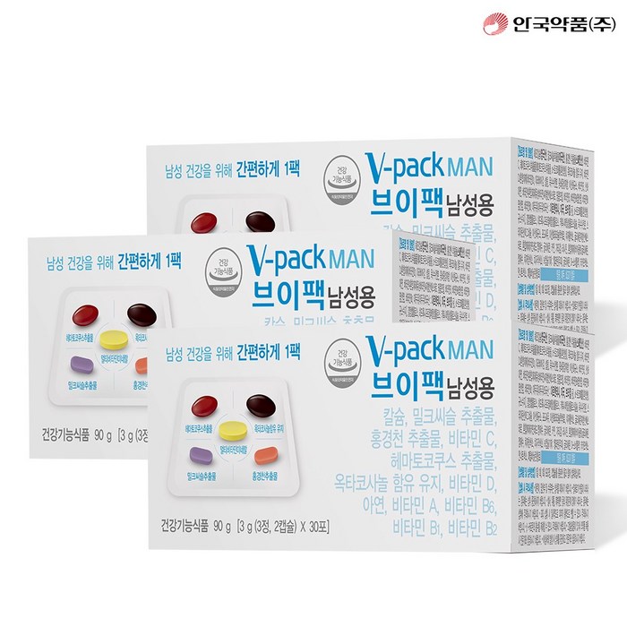 안국약품 브이팩 V-PACK 하루한포데일리 남성용 90포 (3개월분), 90g, 3개 대표 이미지 - 여성 영양제 추천