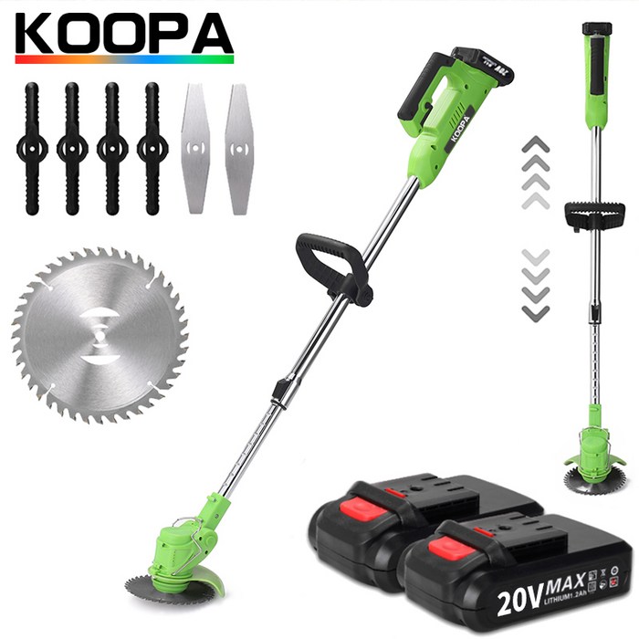 KOOPA TOOL 전기 잔디 깎기 충전식 무선 예초기 + 추가배터리, 1x 배터리 대표 이미지 - 잔디 깎는 기계 추천