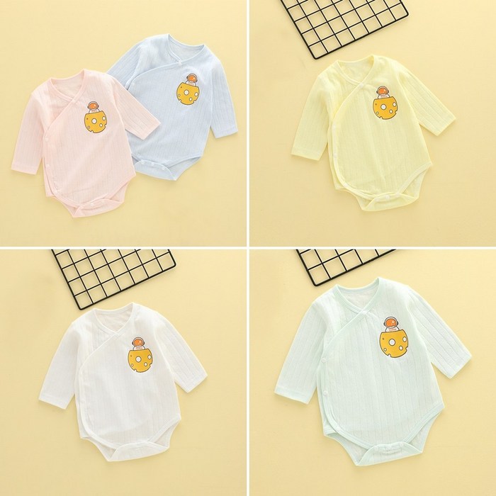 럭셔리베이비 신생아 아기 긴팔 배냇수트 순면 파스텔 매쉬 바디수트