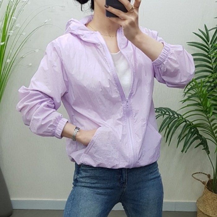 제이후 봄 여름 무지 바스락 밴딩 숏 집업 후드 바람막이 점퍼 대표 이미지 - 봄여름 바람막이 추천