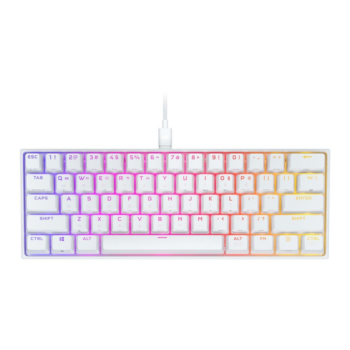 커세어 K65 RGB 미니 화이트 저소음 적축 기계식 게이밍 키보드, 일반형, CORSAIR K65 RGB MINI WHITE -CHERRY MX SILENT RGP0123 대표 이미지 - 저소음 적축 키보드 추천