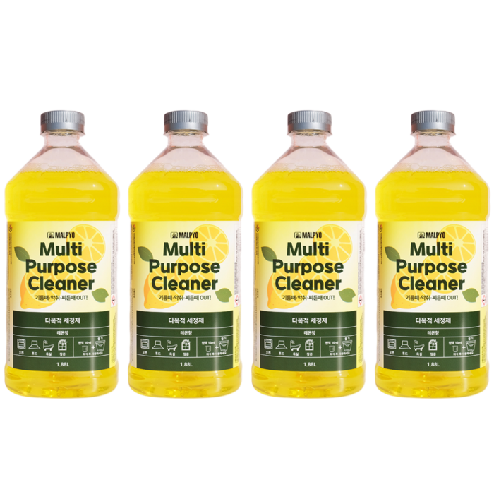 말표 다목적 세정제 레몬향 1.88L 4개 애견 동물 화장실 악취 냄새제거 탈취 파인솔, 4개, 1.9L