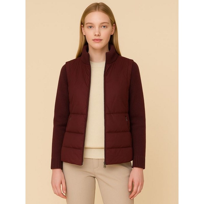이동수골프 여성 니트 구스다운 패딩점퍼 와인