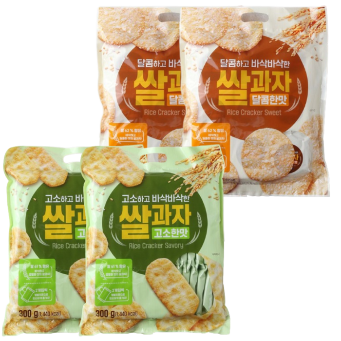 홈플러스 쌀과자 고소한맛 2개 + 쌀과자 달콤한맛 2개 (총4개) 대표 이미지 - 홈플러스 과자 추천