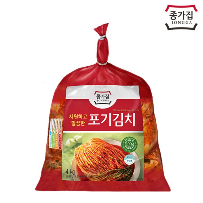 종가집 포기김치4kg/ 갓담은생김치~, 4kg 1개 대표 이미지 - 김치 프리미엄 추천