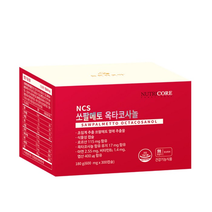 뉴트리코어 NCS 쏘팔메토 옥타코사놀, 300정, 1개 대표 이미지 - 쏘팔메토 추천