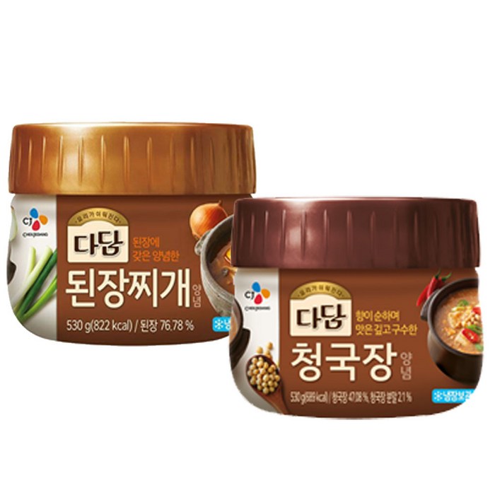 cj제일제당 다담된장찌개전용530gx1개+다담 청국장찌개530gx1개, 1세트 대표 이미지 - 고기집 된장찌개 추천