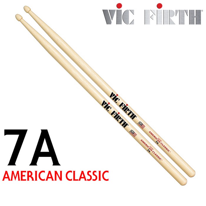 Vic Firth (빅퍼스) 아메리칸 클래식 7A (우드팁) 드럼스틱 대표 이미지 - 드럼스틱 추천