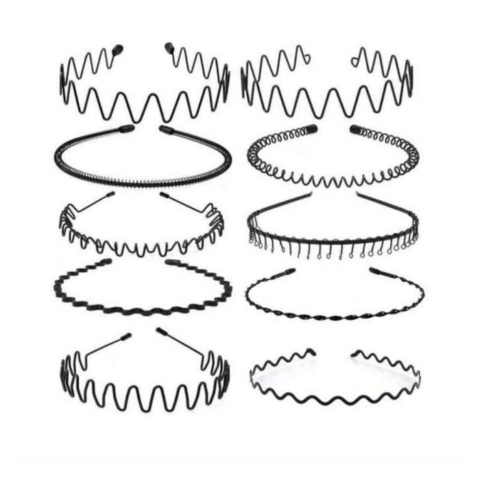 남자 헤어밴드 철 물결 쇠 스프링 세안 남자머리띠 10종세트 대표 이미지 - 헤어밴드 추천