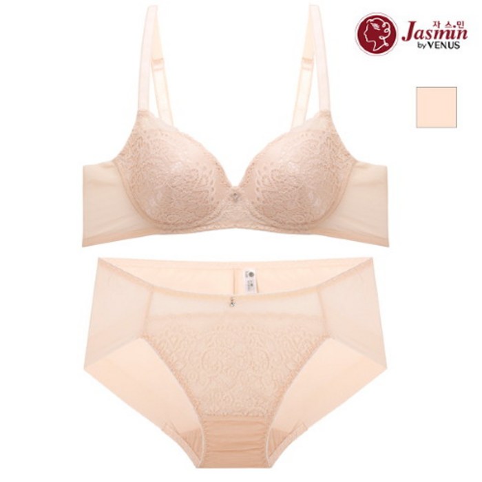비너스 레이스 노와이어 자수 리프팅 브라팬티 세트 JBP3034 대표 이미지 - 비너스 브라 추천