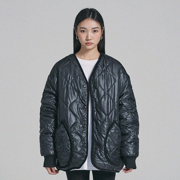 REVERSIBLE QUILTING-FUR JACKET black 대표 이미지 - 퀼팅자켓 추천