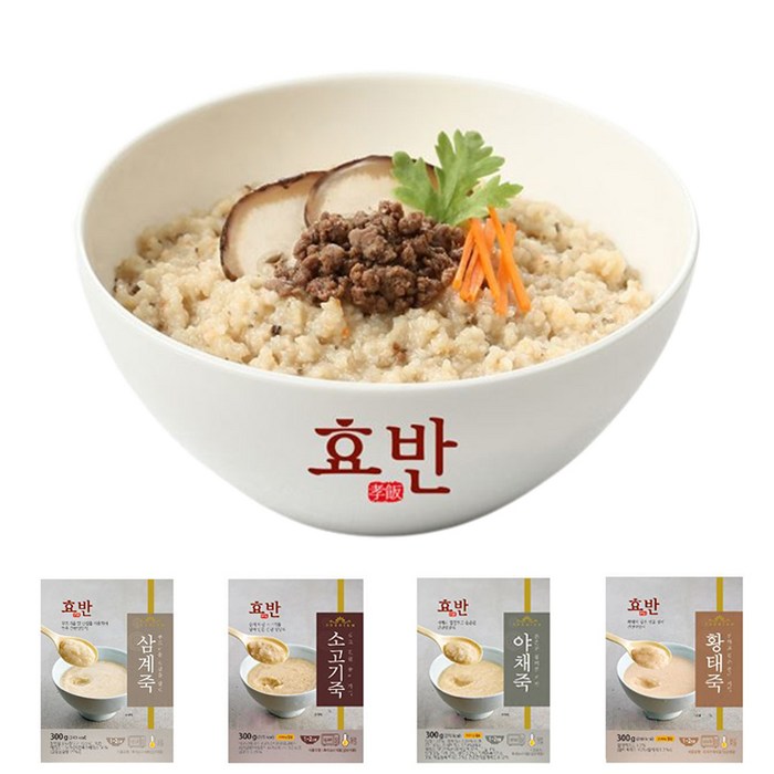 효반 연하도움식 삼계죽쇠고기죽야채죽황태죽 요양간편식 300g 가정 영양죽 실버푸드, 효반 소고기죽, 1개 대표 이미지 - 삼계죽 추천