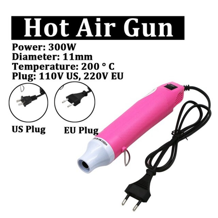 산업용열풍건조기 heatgun 가스 등유 열풍기 300W 220V 핫 에어 건 DIY 히트 전기 전동 공구 온도 지원 시, 03 Pink 300w02 EU Plug