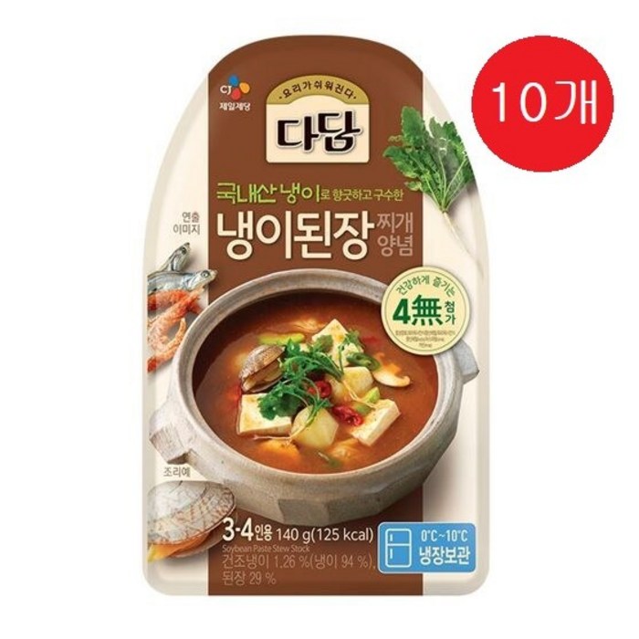 (냉장)다담 냉이된장찌개양념140gx10개, 140g, 1세트 대표 이미지 - 고기집 된장찌개 추천