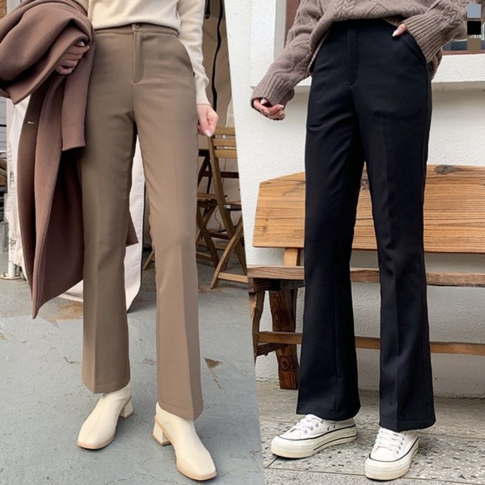 티데일리 트루디 본딩 기모 슬랙스 여성용 롱숏 스판 바지 (S~2XL) 대표 이미지 - 여자 스판 슬랙스 추천