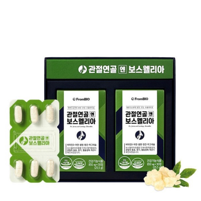 프롬바이오 이병헌의 관절연골엔 보스웰리아 30정x2박스 1개월, 1set, 850mg 대표 이미지 - 프롬바이오 보스웰리아 추천