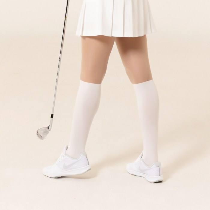 투톤 골프스타킹 여성 골프웨어 헬로버디, 80D 사계절 언더니(무릎아래) 화이트 대표 이미지 - 골프 스타킹 추천