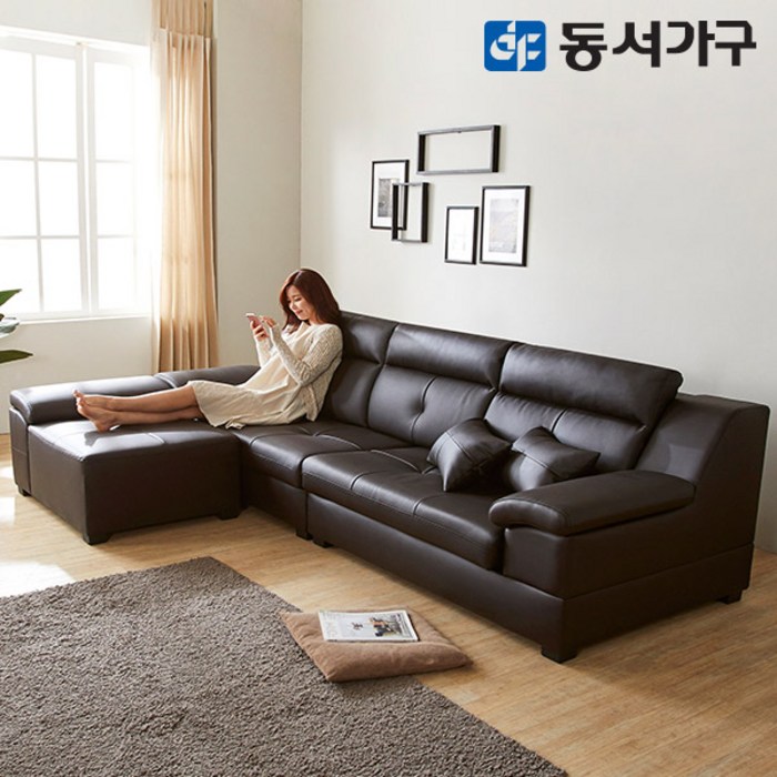 동서가구 뮤론 천연 가죽 구스포켓 라텍스탑 USB 포트 4인용 소파+팔걸이 스툴 세트 DF640860, 카키그레이 대표 이미지 - 4인용 가죽쇼파 추천