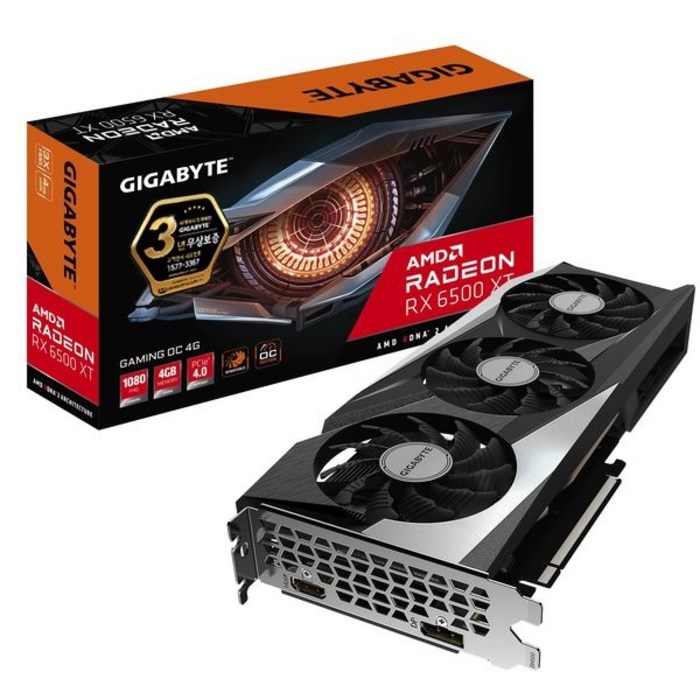 GIGABYTE 라데온 RX 6500 XT Gaming OC D6 4GB 제이씨현 대표 이미지 - 게이밍 그래픽카드 추천