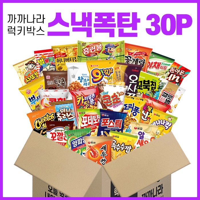 까까나라 과자 간식 랜덤 럭키박스 스낵폭탄 30p 과자세트, 1box, 스낵폭탄 럭키박스(30p) 대표 이미지 - 롯데 과자 추천