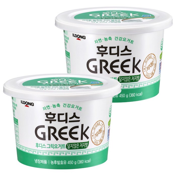 후디스 그릭요거트 달지않은 저지방 450g 2개, 단품 대표 이미지 - 저지방 요거트 추천