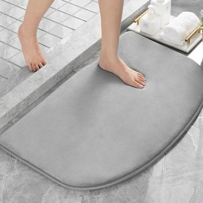 도톰 뽀송 메모리폼 극세사 발매트 반달형 (40 x 60), 그레이 대표 이미지 - 메모리폼 발매트 추천