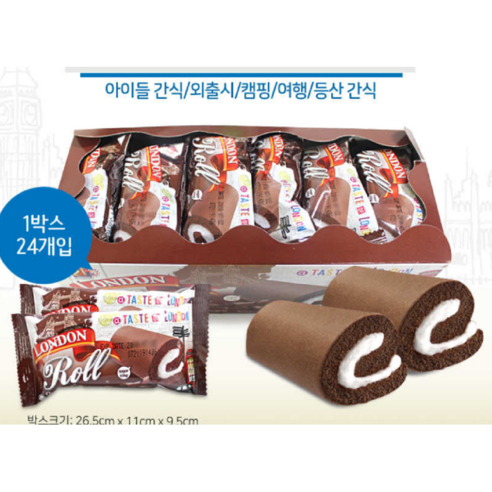 런던 롤 초코 케이크, 20g, 72개입 대표 이미지 - 초코롤빵 추천