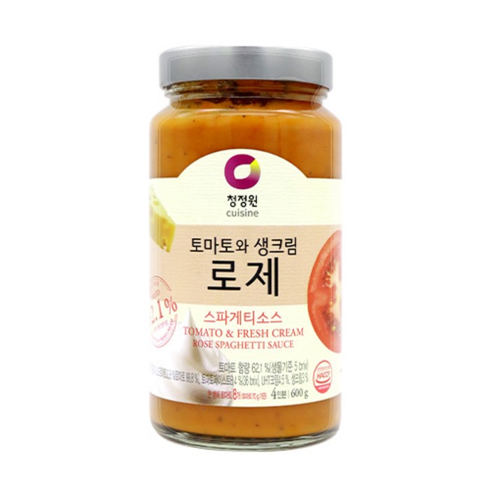 청정원 토마토와생크림 로제 스파게티소스, 600g, 3개 대표 이미지 - 로제소스 추천