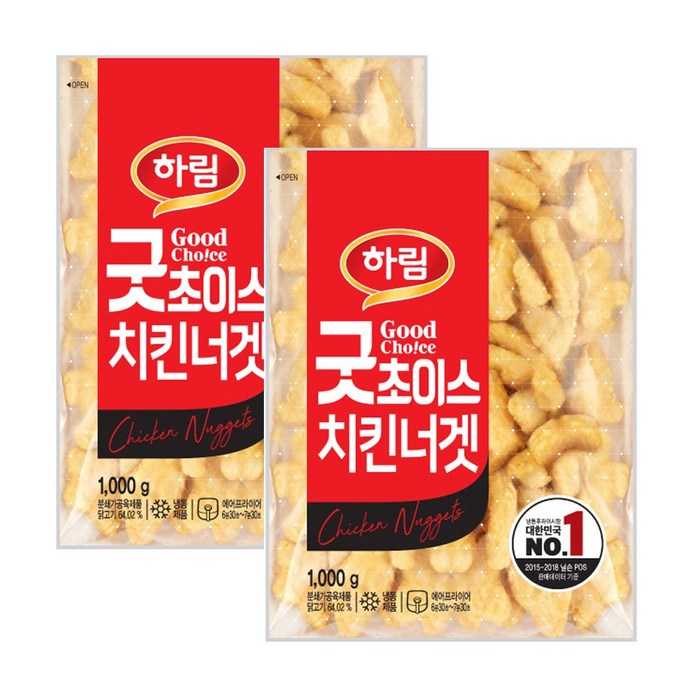 프로라인 치킨너겟 1kg 2봉 대표 이미지 - 치킨텐더 추천