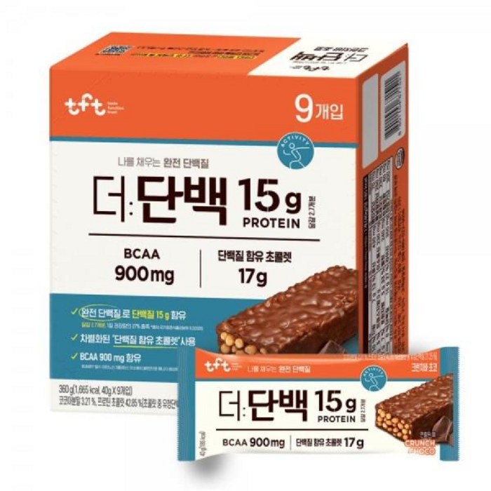 티에프티 더단백 크런치바 초코 9p, 360g, 4박스 대표 이미지 - 더단백 추천