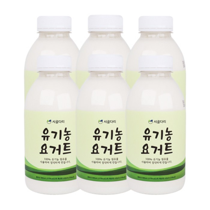 수제 요거트 플레인 유기농 500ml 쾌변 요구르트 마시는 요플레 어린이 장건강 아침식사대용 당일제조배송, 유기농 요거트 6개 대표 이미지 - 수제 요거트 추천