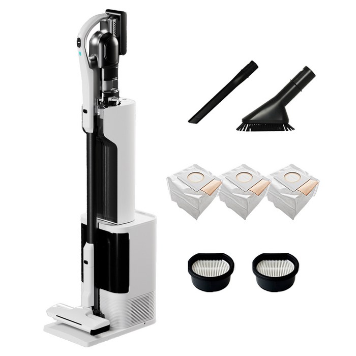 최신형 차이슨 AI 자동 충전 먼지 비움 올인원 스마트 타워 무선청소기, AI TOWER 청소기, 화이트