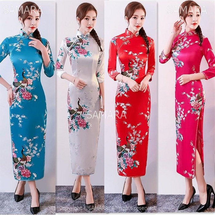 Qterra(특허브랜드) p190328423 원피스 치파오 롱 여자정장 빅사이즈 슬림 대표 이미지 - 치파오 추천