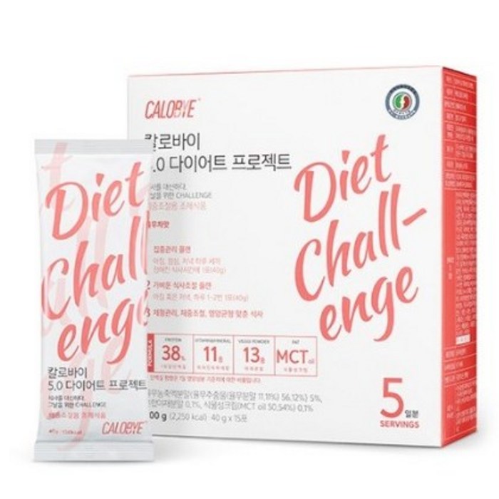 칼로바이 5.0 다이어트 프로젝트 단백질 식사대용 쉐이크 프로틴 5일 단기간 음식 식단, 40g, 60개 대표 이미지